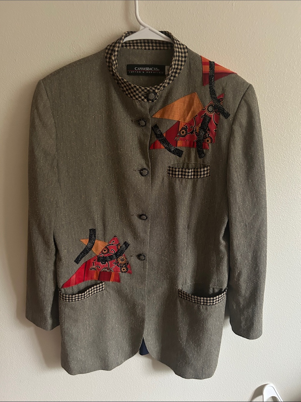 Vintage Canvasbacks Art To Wear Litton&Horsfield Eclectic Patchwork Jacket: 10